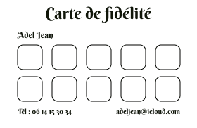 Dos de la carte de fidélité de Adel Jean